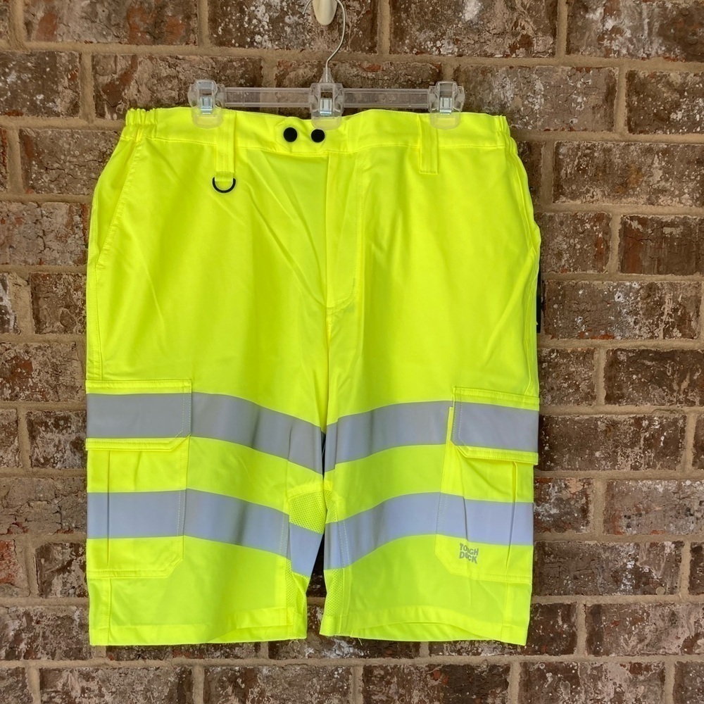 Tough Duck Canvas Work Shorts NEw Yellow Reflective Size Large